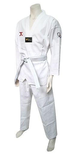 JCALICU basic white-collar Taekwondo uniform with STF embroidery