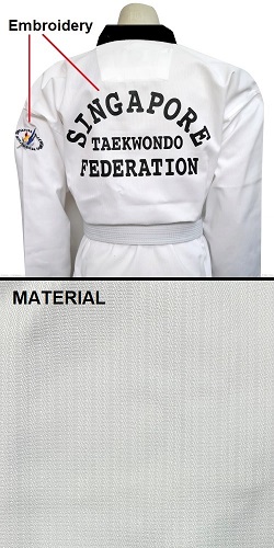 JCALICU basic black-collar Taekwondo uniform with STF embroidery